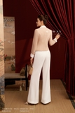 Áo vest nâu caramen dáng ngắn