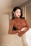 (5 màu) Áo thun cổ 3 phân họa tiết ren cao cấp
