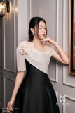 Đầm xòe phối voan đính hoa