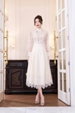 Đầm xòe tay lỡ phối ren