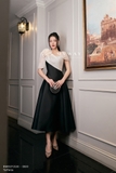 Đầm xòe phối voan đính hoa