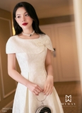 (3 màu) Đầm xòe cổ thuyền đính hạt