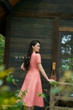 (3 màu) Đầm xòe cổ tròn đính hoa