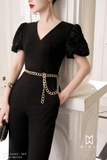 Jumpsuit cổ tim tay ngắn