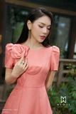 (3 màu) Đầm xòe cổ tròn đính hoa