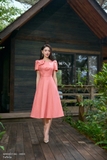 (3 màu) Đầm xòe cổ tròn đính hoa