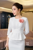 Áo kiểu cổ tròn dáng Peplum