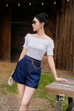 Quần short cạp cao kèm đai