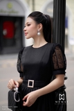 Đầm xòe cổ tròn đai đính ngọc
