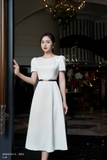 Đầm xòe rủ cổ tròn tay ngắn