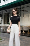 Áo cotton thun trễ vai tay ngắn