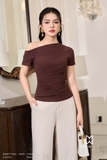 Áo cotton thun trễ vai tay ngắn