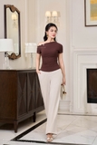 Áo cotton thun trễ vai tay ngắn
