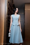 Chân váy xòe xếp ly Linen