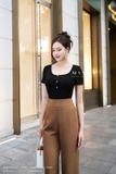 Quần suông cạp cao GABADINE