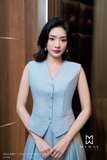 Chân váy xòe xếp ly Linen