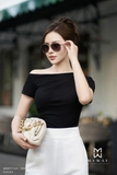 Áo cotton thun trễ vai tay ngắn