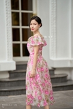 Đầm xòe xếp ly họa tiết hoa