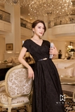 Đầm xòe cổ tim vai chờm