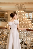 Đầm xòe trễ vai đính hoa