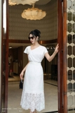 Chân váy chữ A hai tầng họa tiết ren