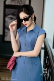 Đầm sơ mi tay ngắn DENIM