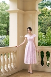 Đầm xòe xếp ly cổ V