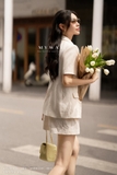 Quần short Beige cạp cao