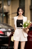 Quần short Beige cạp cao