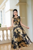 Đầm xòe rủ cổ thuyền vai chờm