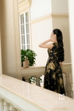Đầm xòe rủ cổ thuyền vai chờm