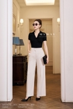 Áo cotton thun cổ V tay ngắn