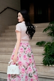 Chân váy xòe xếp ly họa tiết