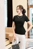 Áo Cotton xếp ly eo basic