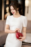 (2 màu) Đầm ôm cổ tròn tay ngắn