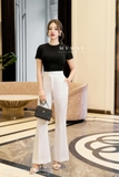 Áo Cotton xếp ly eo basic