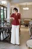 Áo kiểu peplum tay ngắn dài chùm mông