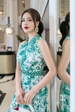 Đầm sơ mi sát nách họa tiết