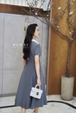 Đầm xòe xếp ly tay ngắn