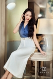 Áo kiểu dáng suông cổ tim
