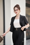 (3 màu) Quần suông xếp ly phối đai