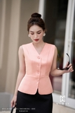 Áo kiểu Gile cổ tim không tay