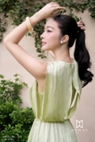 Đầm Dài Cổ Tròn Không Tay Khóa Sau