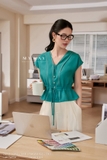 Áo Kiểu Cổ Tim Dài Ngang Hông Phối Dây Eo