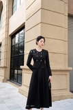 Áo vest kiểu dài tay công sở đính cúc họa