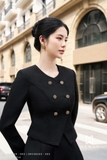 Áo vest kiểu dài tay công sở đính cúc họa