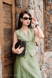 Chân váy xòe Tơ họa tiết