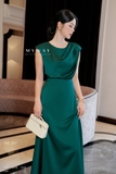 Đầm xòe cổ tròn vai chờm dài qua bắp
