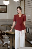 Áo kiểu peplum tay ngắn dài chùm mông
