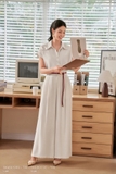 Áo sơ mi suông cổ Đức tay chờm